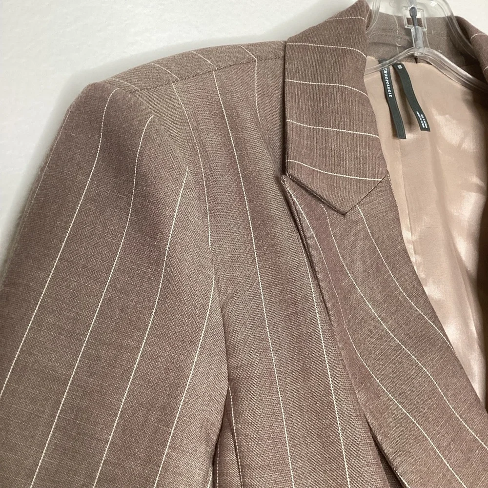 Anthropologie Brown Double Breasted Striped Blazer XXS - Picture 7 of 10